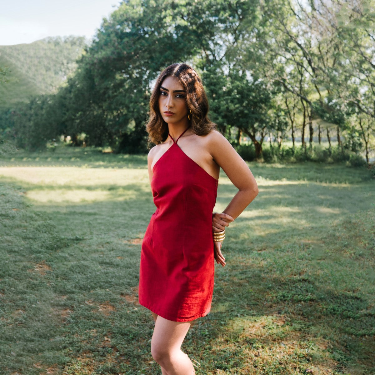 Buy Red Halter Cotton Mini Dress – Playful City Nightwear