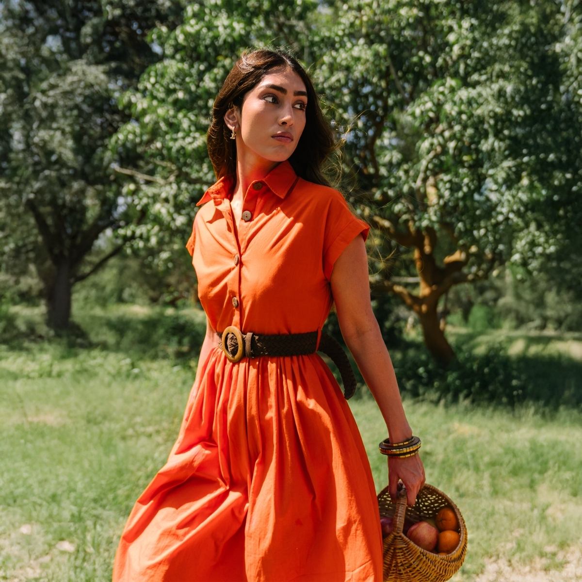 Buy Cotton Midi Shirt Dress  Relaxed A-Line with Belt | Endless Affair